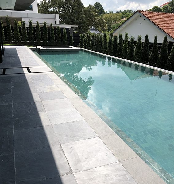 Ouming natrual stone-granite-Vanilla green-project-swimming pool